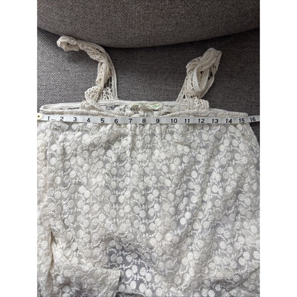 Urban Outfitters Boho Fairy Lace Tank Top S Shark Bite Hem Embroidered Straps - Picture 6 of 7